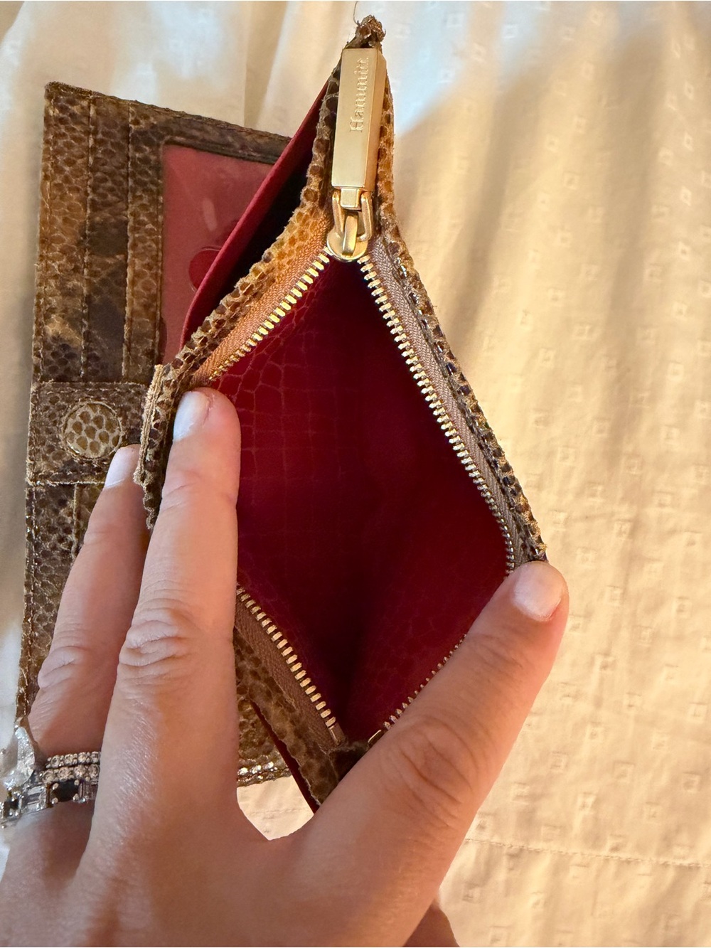 Hammitt Brown Snake-Print Leather Wallet with Gold - Picture 4 of 5